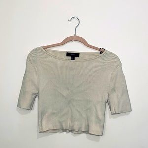 Cream Ribbed Short Sleeve top